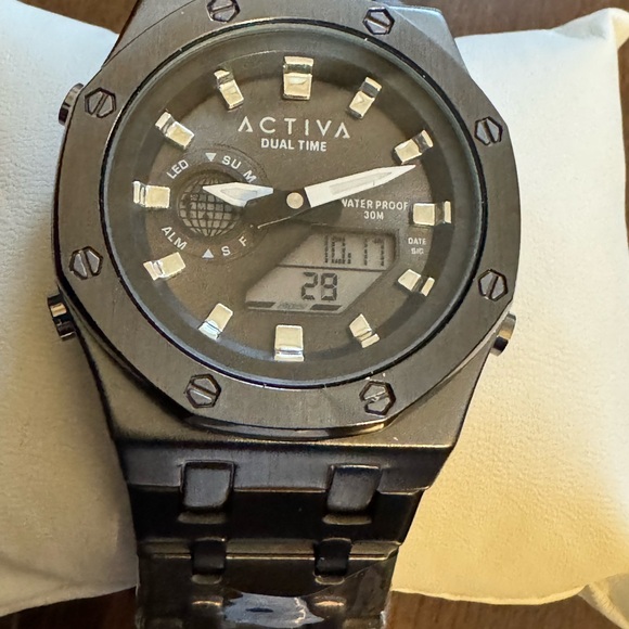 ActivaDual Time Silver and gun metal color watch